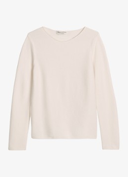 Marc O'Polo Dames Fijngebreide trui met ronde hals in de kleur Beige