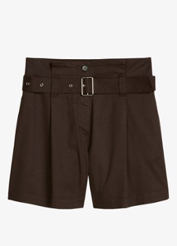 Marc O'Polo Dames Loose fit korte broek in lyocell blend met ceintuur in de kleur Donkerbruin