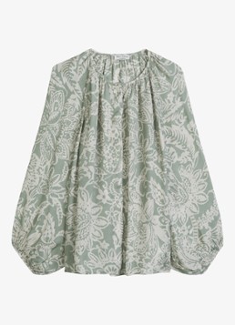 Marc O'Polo Dames Blouse met bloemenprint in de kleur Lindegroen