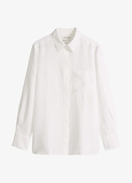 Marc O'Polo Dames Blouse van linnen met borstzak in de kleur Wit