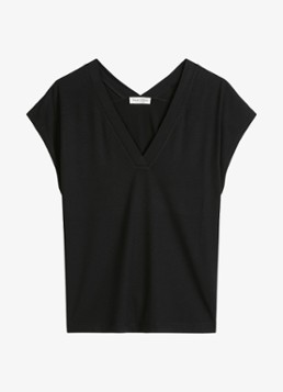 Marc O'Polo Dames T-shirt met V-hals in de kleur Zwart