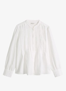 Marc O'Polo Dames Tuniek van linnen met plooien in de kleur Wit