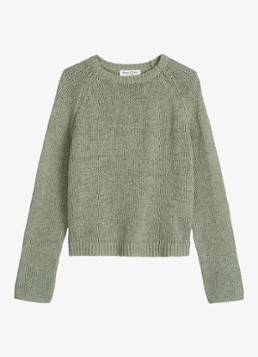 Marc O'Polo Dames Grofgebreide trui met ronde hals in de kleur Lindegroen