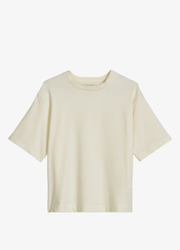 Marc O'Polo Dames Shirt in katoenblend met ronde hals in de kleur White Cotton / Wit
