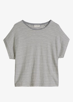 Marc O'Polo Dames T-shirt met streepprint en vleermuismouw in de kleur Aqua-5366 / Blauw