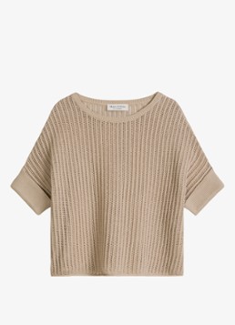 Marc O'Polo Dames Grofgebreide trui met ronde hals in de kleur Sandpaper-2326 / Beige