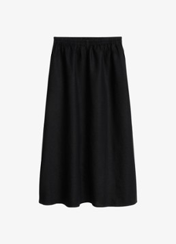 Marc O'Polo Dames Maxi rok van linnen met plooien in de kleur Black-0001 / Zwart