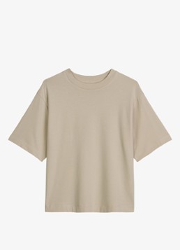 Marc O'Polo Dames T-shirt met ronde hals in de kleur Linen Beige / Grijs