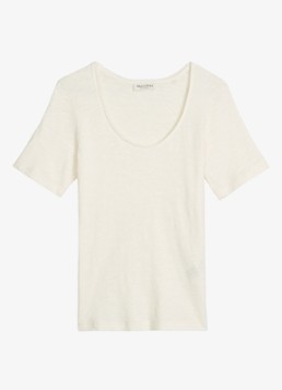 Marc O'Polo Dames T-shirt met ronde hals in de kleur White Cotton / Wit