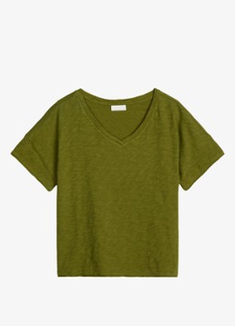 Marc O'Polo Dames T-shirt met V-hals in de kleur Shaded Fern / Groen