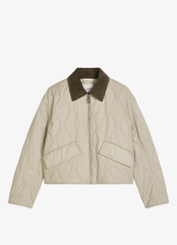 Marc O'Polo Dames Jack met quilt patroon en kraag in de kleur Linen Beige / Grijs
