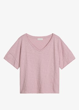 Marc O'Polo Dames T-shirt met V-hals in de kleur Mild Rose / Paars
