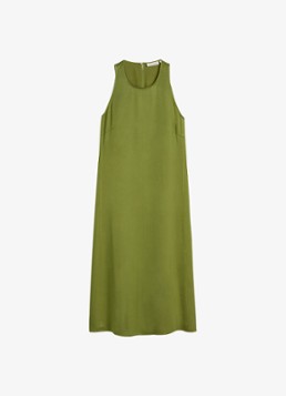 Marc O'Polo Dames Midi jurk met ronde hals en steekzakken in de kleur Shaded Fern / Groen