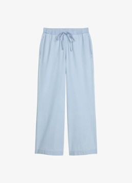 Marc O'Polo Dames Mid waist straight leg fit broek in de kleur Light Blue Multi 02 / Blauw