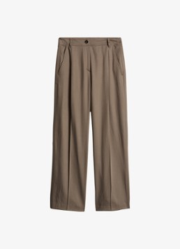 Marc O'Polo Dames Mid waist wide fit pantalon met steekzakken in de kleur Taupe