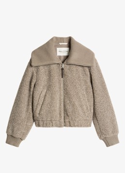 Marc O'Polo Dames Teddy jas met logo in de kleur Taupe