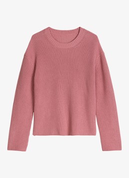 Marc O'Polo Dames Kabelgebreide trui met split in de kleur Oudroze