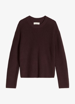Marc O'Polo Dames Kabelgebreide trui met split in de kleur Kersenrood