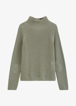 Marc O'Polo Dames Grofgebreide trui met opstaande kraag in de kleur Smooth Sage / Groen