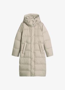 Marc O'Polo Dames Gewatteerde jas met capuchon en steekzakken in de kleur Earthy Taupe / Taupe
