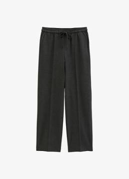 Marc O'Polo Dames Mid waist straight fit broek met trekkoord in de kleur Coal Grey Melange / Grijs