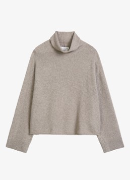 Marc O'Polo Dames Fijngebreide trui in wolblend met gemêleerd dessin in de kleur Taupe
