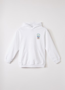 Casablanca Jongens Surf Lotus hoodie met logo- en backprint in de kleur Wit, maat: 9-10Y=140