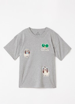 Mini Rodini Jongens T-shirt met borduring in de kleur Grijsmele, maat: 128/134