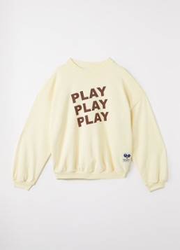 Mini Rodini Jongens Play sweater met print in de kleur Creme, maat: 104/110