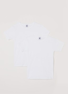 Petit Bateau Jongens T-shirt met ronde hals in 2-pack in de kleur Wit, maat: 8A