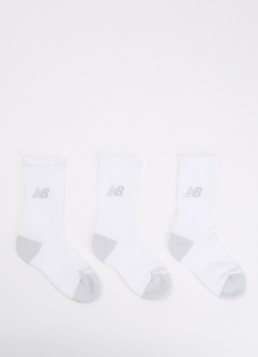 New Balance Jongens Youth Active sokken met logo in 3-pack in de kleur Wit, maat: L=35-37