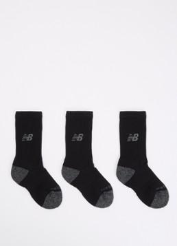 New Balance Jongens Youth Active sokken met logo in 3-pack in de kleur Zwart, maat: M=29-34