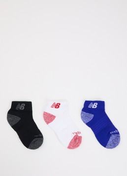 New Balance Meisjes Youth Active sokken met logo in 3-pack in de kleur Royalblauw, maat: L