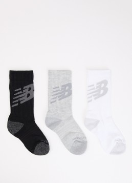 New Balance Jongens Youth Active Crew sportsokken met logo in 3-pack in de kleur Grijsmele, maat: M=29-34