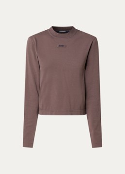 Jacquemus Dames Longsleeve met logo in de kleur Taupe, maat: S