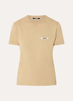 Jacquemus Dames T-shirt met logo in de kleur Camel, maat: S