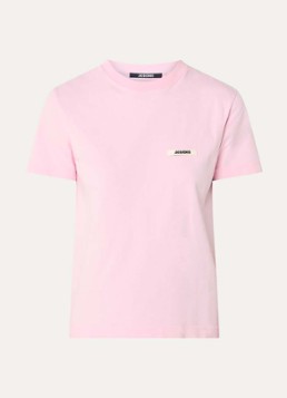 Jacquemus Dames T-shirt met logo in de kleur Roze, maat: XS