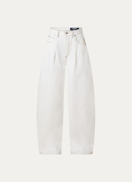 Jacquemus Dames Oval mid waist balloon fit jeans met medium wassing in de kleur Gebroken wit, maat: W 30