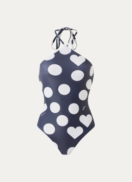Jacquemus Dames The Bastide Halter badpak met print in de kleur Donkerblauw, maat: L