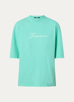 Jacquemus Dames Le T-shirt met logoprint in de kleur Mint, maat: XS