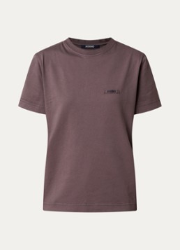 Jacquemus Dames T-shirt met logo in de kleur Taupe, maat: XS