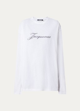 Jacquemus Dames Longsleeve met logo in de kleur Wit, maat: L