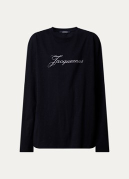 Jacquemus Dames Longsleeve met logo in de kleur Zwart, maat: L