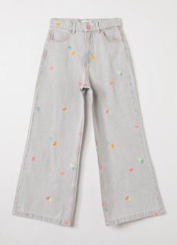 Billieblush Meisjes Wide leg jeans met borduring in de kleur Lichtgrijs, maat: 128