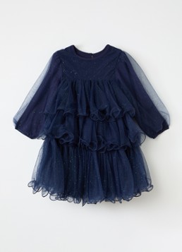 Billieblush Meisjes Jurk met tule in de kleur Donkerblauw, maat: 116