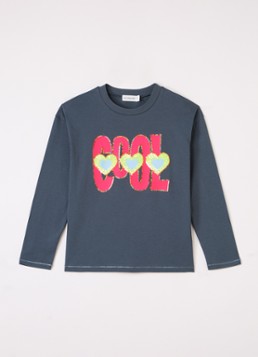 Billieblush Meisjes Longsleeve met pailletten in de kleur Staalblauw, maat: 128
