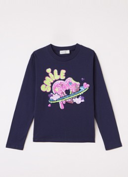 Billieblush Meisjes Smile longsleeve met pailletten in de kleur Donkerblauw, maat: 104
