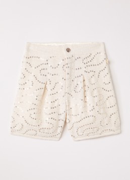 Billieblush Meisjes Straight fit korte broek van bouclé met pailletten in de kleur Ivoor, maat: 140