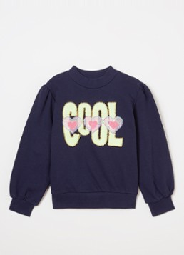 Billieblush Meisjes Sweater met pailletten in de kleur Donkerblauw, maat: 128