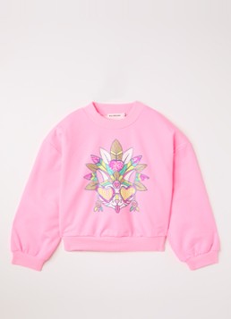 Billieblush Meisjes Sweater met glitter en pailletten in de kleur Neonroze, maat: 104